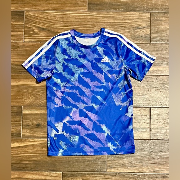 adidas Other - Adidas Kids Blue Patterned Soccer Jersey Size Medium